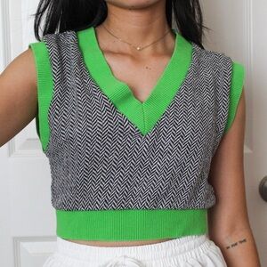 Zara Green and Black Knit Tank Top